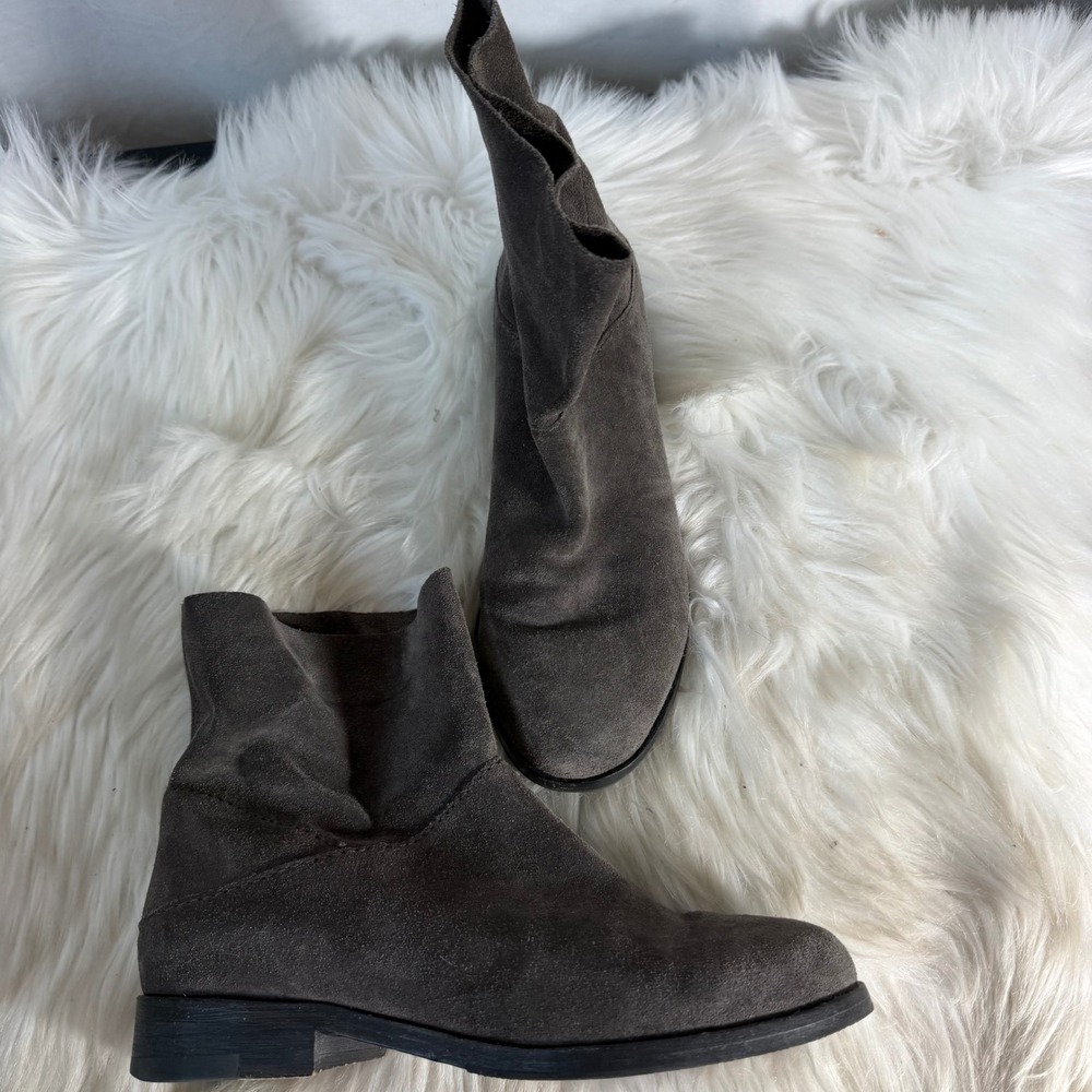 Eileen Fisher Grey Suede Slouchy Ankle Boots Vero Cuoio‎ Made in Italy Size 6
